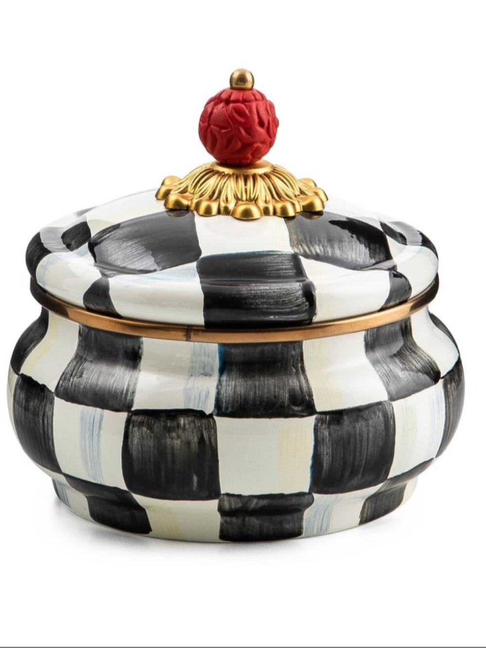 Mackenzie-Childs Courtly Check Squashed Pot. Like New!